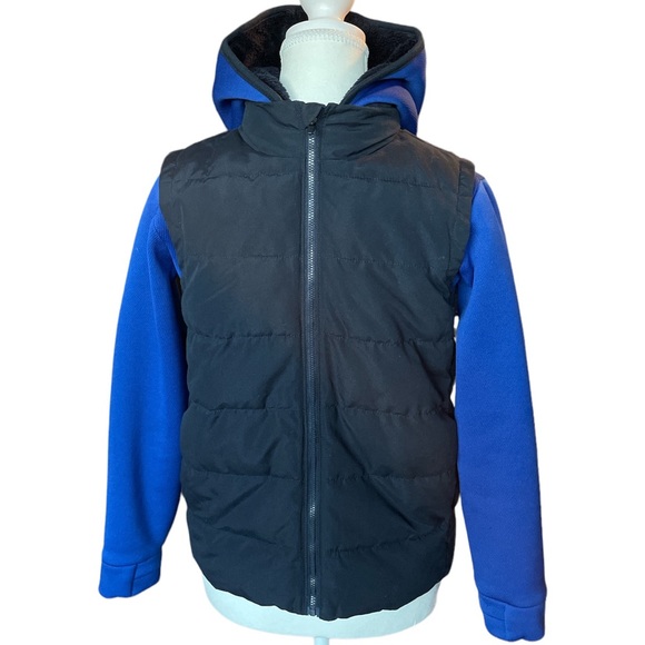 Old Navy Other - Old Navy Youth Lightweight Blue & Black Hooded Hybrid Jacket 10/12